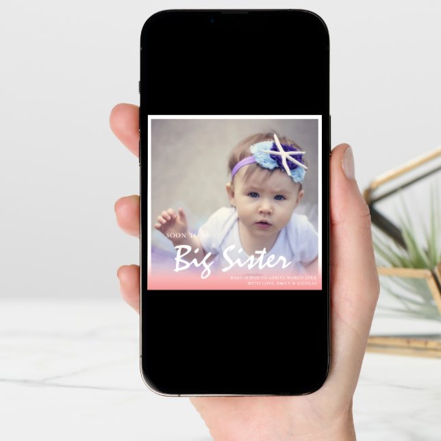 Photo Pregnancy Big Sister Pink Announcement (Front Digital)