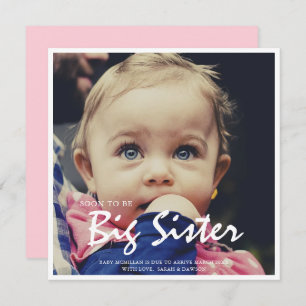 Photo Pregnancy Big Sister Pink Announcement