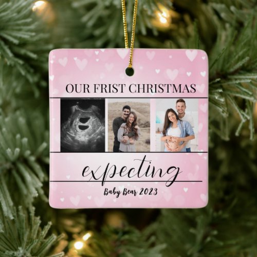 Photo Pregnancy New Parents 1st Xmas Expecting Ceramic Ornament