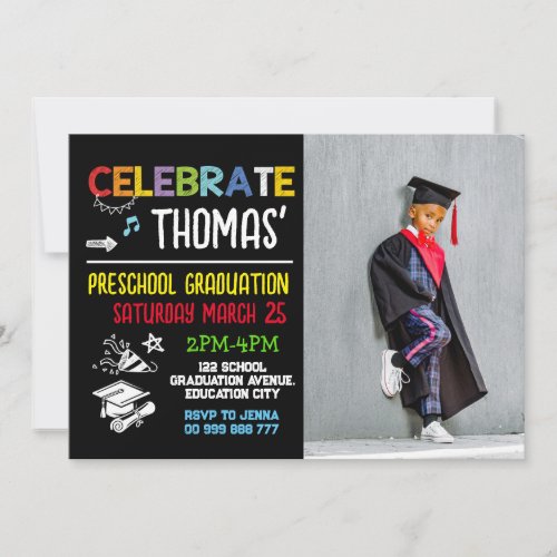 Photo Preschool Graduation Photo Party Invitation