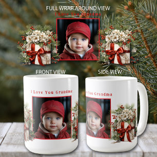 Photo Presents Satin Ribbon Pine Branches Coffee Mug