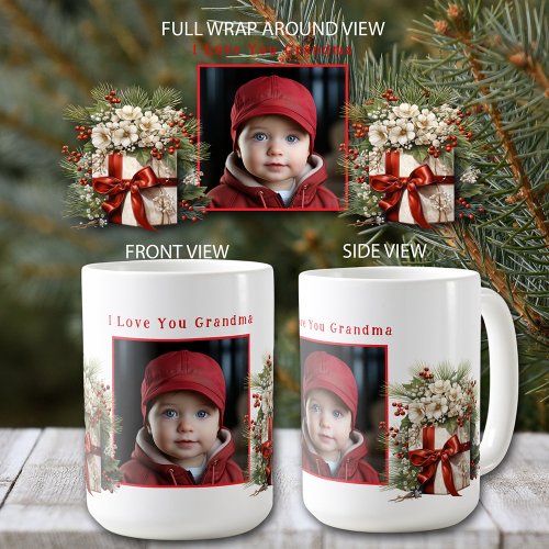 Photo Presents Satin Ribbon Pine Branches  Coffee Mug