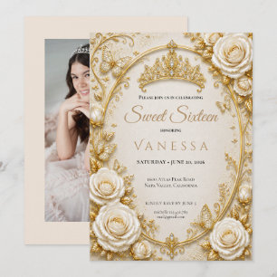Photo Princess butterflies sweet 16 Invitation