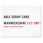 ABLE SCRAP CARS  WARWICKSHIRE  Photo Prints