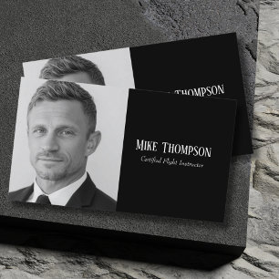Photo Professional QR Code Pilot Black Aviation Business Card