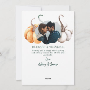 Photo Pumpkin Happy Thanksgiving Holiday Card