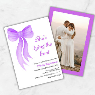 Photo Purple Bow Shes Tying the Knot Bridal Shower Invitation