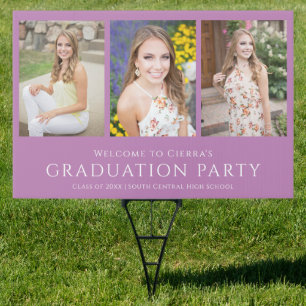 Photo Purple Graduation Party Welcome Sign