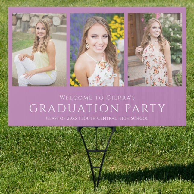 Photo Purple Graduation Party Welcome Sign (Insitu)