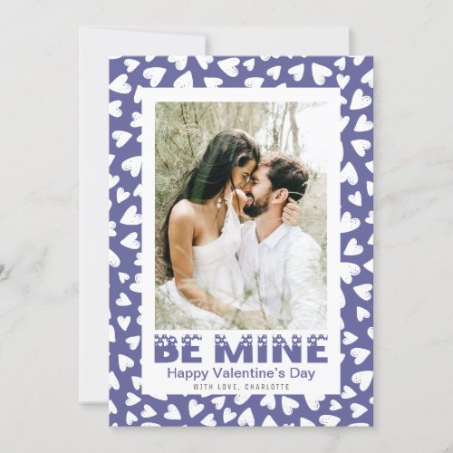 Photo Purple Hearts Be Mine Valentines Day Holiday Card