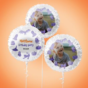 Photo Purple & orange Halloween birthday party  Balloon