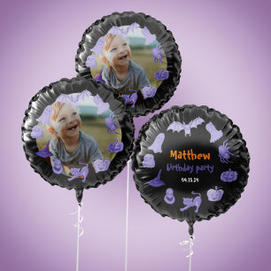 Photo Purple & orange Halloween birthday party  Balloon