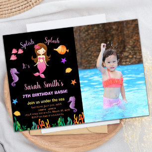 Photo Purple Orange Under the sea little mermaid Invitation