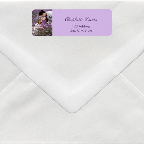 Photo purple violet wedding return address label