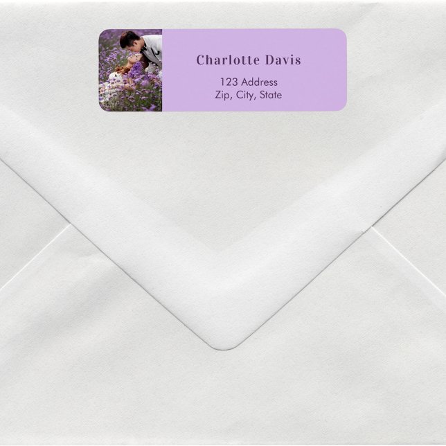 Photo purple violet wedding return address  label (Creator Uploaded)