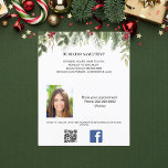 Photo qr code beauty makeup Christmas promotion Flyer<br><div class="desc">For Christmas offers and marketing. Decorated with green foliage and red berries.  White bakcground. Personalize and add your name,  address,  your text,  photo,  your own QR code to your Facebook account.</div>