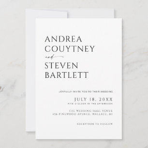 Photo Qr Code Black and White Wedding Invitation