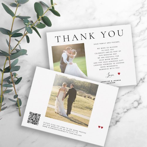 Photo QR code bold typography wedding Thank You Card