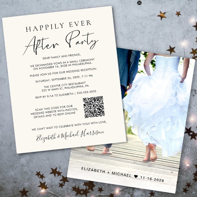 Photo QR Code Budget Wedding Reception Invitation (Your love story deserves a grand celebration!)