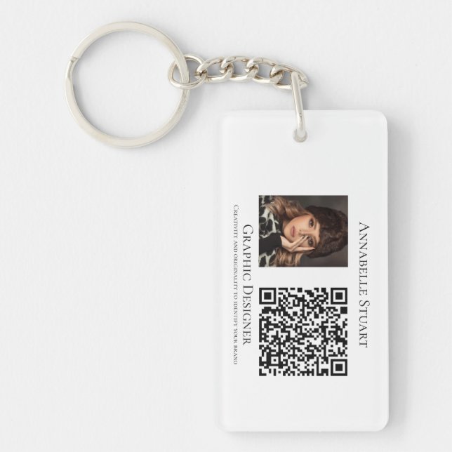 Photo QR code Business Company Large Keychain (Front)