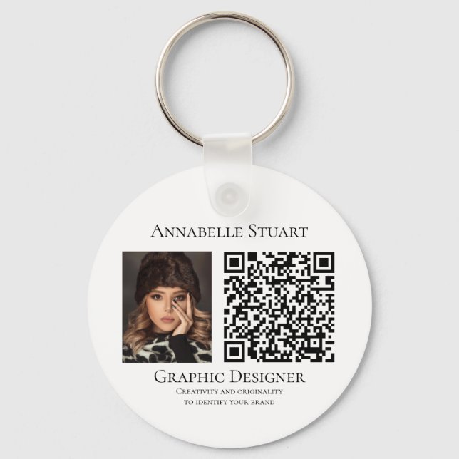 Photo QR code Business Company Large Keychain (Front)