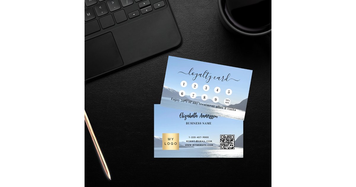Photo qr code business logo loyalty card | Zazzle
