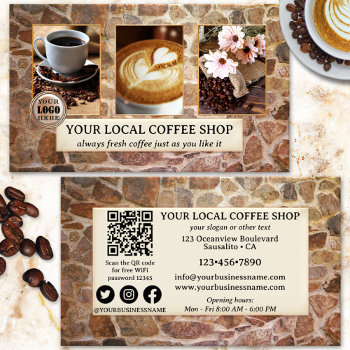 Photo Qr Code Coffee Shop Business Card by sunnysites at Zazzle