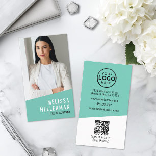 Photo QR Code Company Logo Vertical Business Card