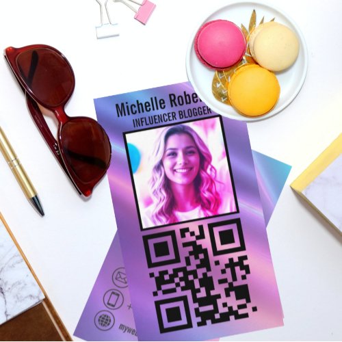 photo qr code contact icons trendy background business card