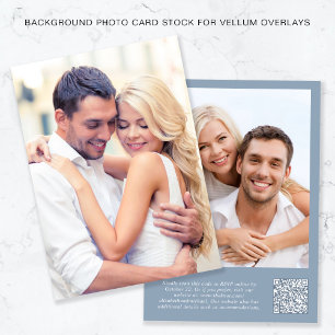 Photo QR Code Dusty Blue Background Vellum Overlay Invitation