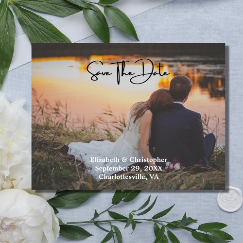 Photo QR Code Engagement Wedding Save The Date Postcard