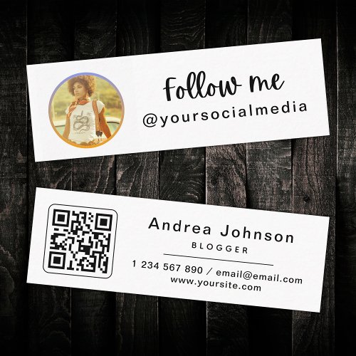 Photo  QR Code Follow Me Social Media Trendy Cool Mini Business Card