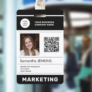Photo QR CODE logo corporate employee ID Badge