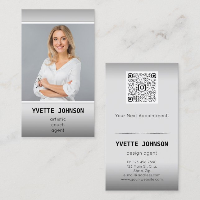 Photo Qr Code Logo Professional Consulting Ombre Business Card (Front/Back)