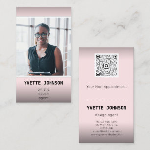 Photo Qr Code Logo Professional Consulting Pink Business Card
