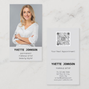 Photo Qr Code Logo Professional Cosmetologist Business Card