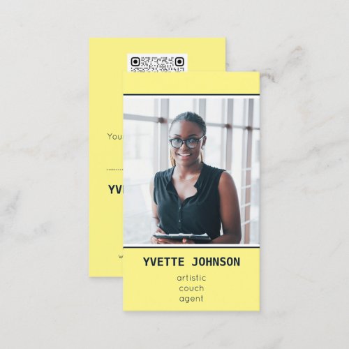 Photo Qr Code Logo Professional White Yellow Business Card