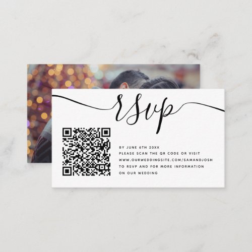 Photo QR Code Modern Wedding Website RSVP Card