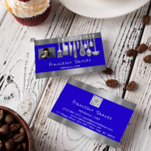 Photo QR Code Personal Chef Cooking Blue Business Card