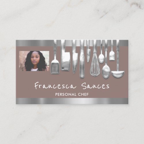Photo QR Code Personal Chef Cooking Lounge Beige Business Card