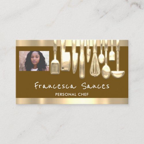 Photo QR Code Personal Chef Cooking Lounge Brown Business Card