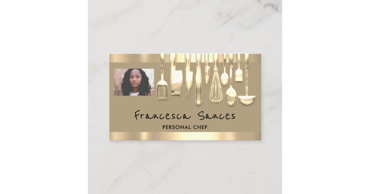 Photo QR Code Personal Chef Cooking Lounge Mustard Business Card | Zazzle