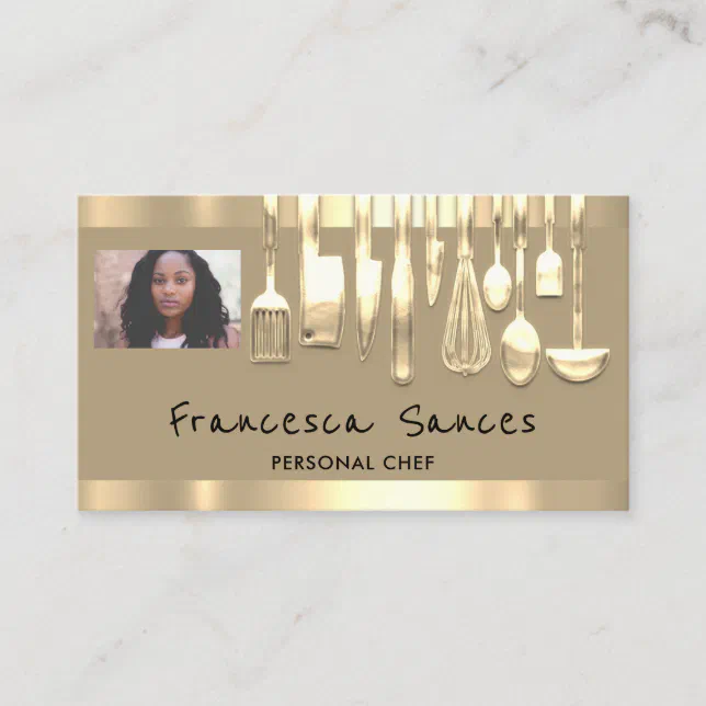 Photo QR Code Personal Chef Cooking Lounge Mustard Business Card | Zazzle