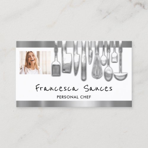 Photo QR Code Personal Chef Cooking Lounge White Business Card