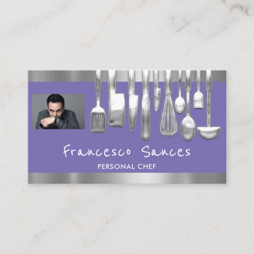 Photo QR Code Personal Chef Cooking Purple Business Card