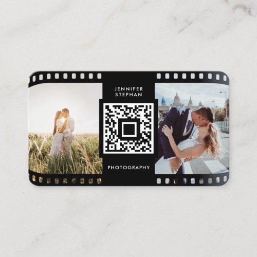 Photo QR Code Photographer Film Roll Black White Business Card