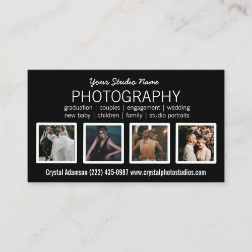 Photo QR Code  Photographer Photography Black Business Card