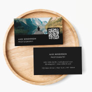 Photo Qr Code | Photographer Photography Black Business Card at Zazzle