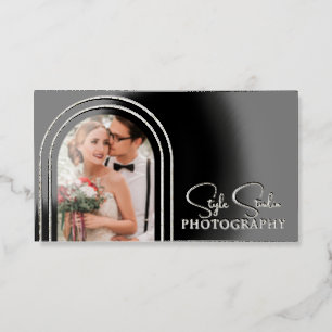 Photo QR Code Photographer Script Foil Spot Gloss Business Cards