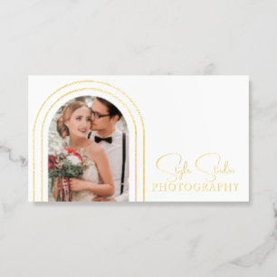 Photo QR Code Photographer Script Foil Spot Gloss Business Cards